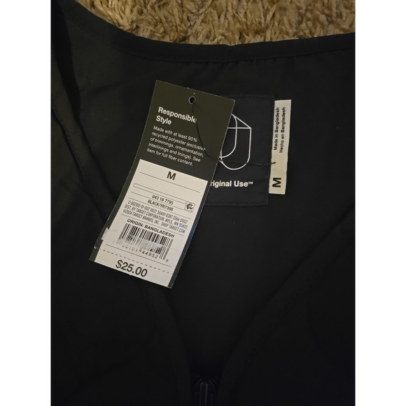 Quilted Black Vest W Pockets Original Use Men Size M Full Zip-Up Lightly Padded - Picture 4 of 6